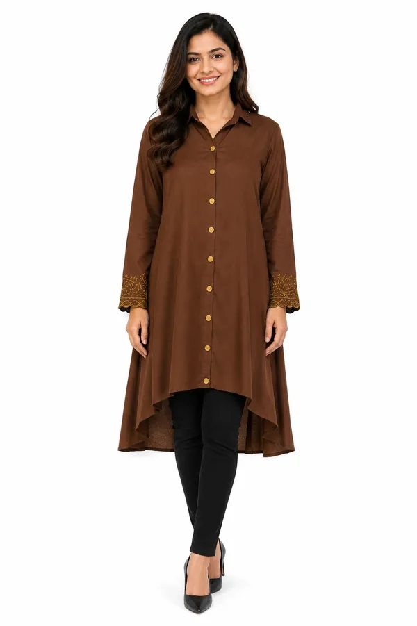 Brown_Embroidered_Shirt_Dress