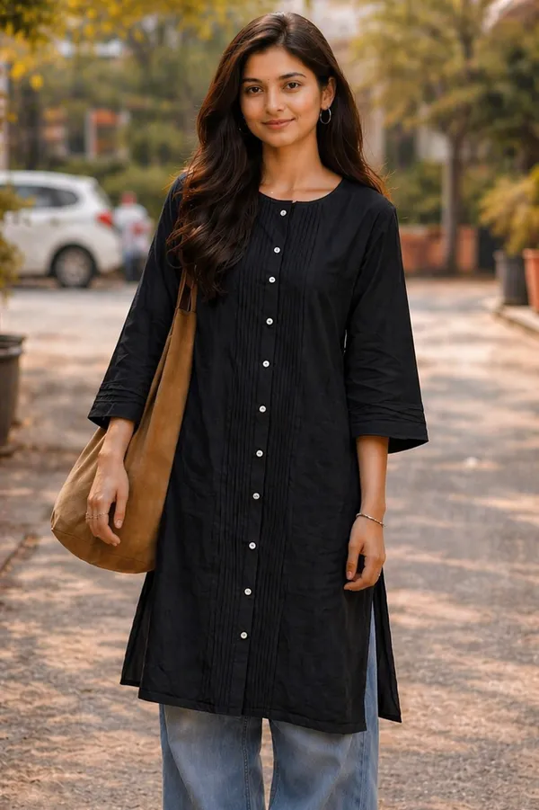 Classic_Black_Pintuck_Rayon_Kurti