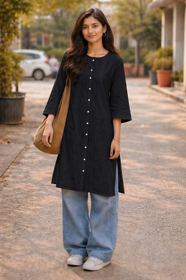 Classic_Black_Pintuck_Rayon_Kurti