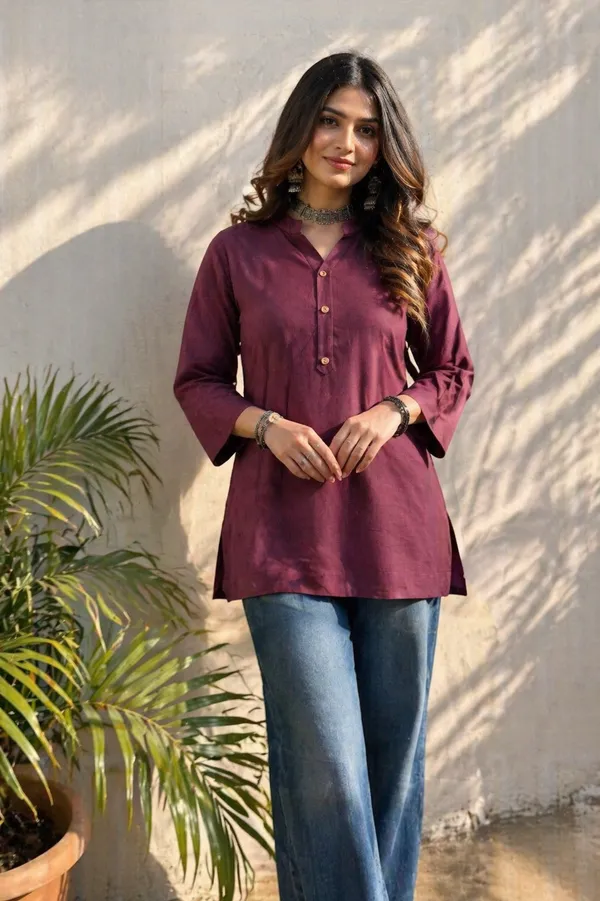 Wine_Charm_Cotton_Kurti