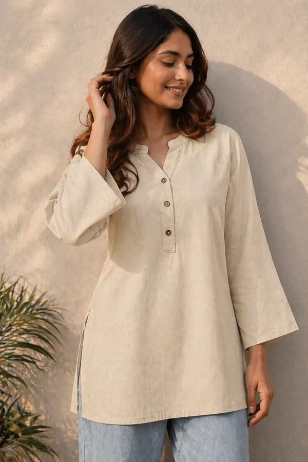 Sand_Aura_Cotton_Kurti