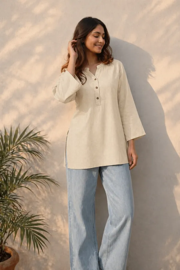 Sand_Aura_Cotton_Kurti
