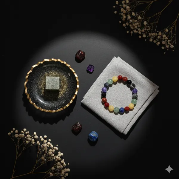 Multicolor_Premium_Combo_Of_Pyrite_Dust_Resin_And_7_Chakra_Crystal_Money_Bowl_&_Bracelet_(Combo)