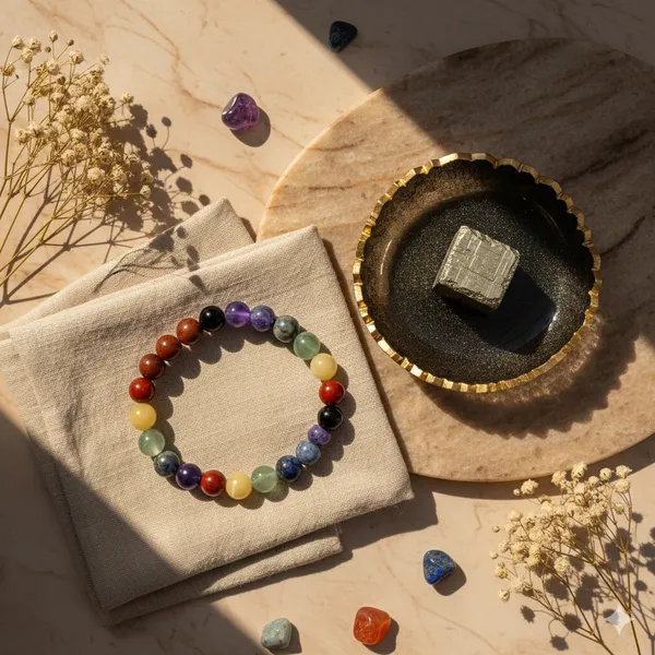Multicolor_Premium_Combo_Of_Pyrite_Dust_Resin_And_7_Chakra_Crystal_Money_Bowl_&_Bracelet_(Combo)