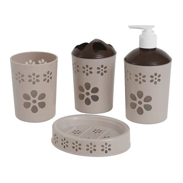 Beige_ABS_Plastic_Bathroom_Accessory_Set_Of_4