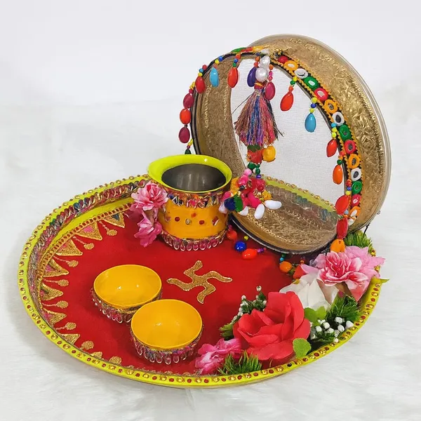 Red_Metal_Base_Decorative_Pooja_Aarti_Thali_Set