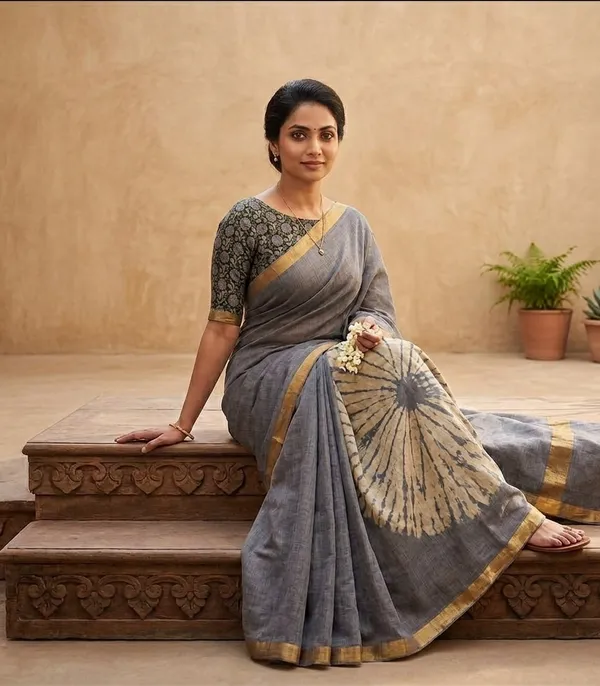 The_Royal_Drape_linen_saree_|_Premiume_saree_|_Classic_Wear_saree