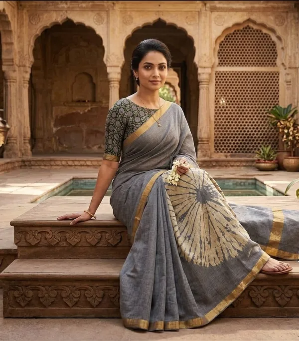 The_Royal_Drape_linen_saree_|_Premiume_saree_|_Classic_Wear_saree