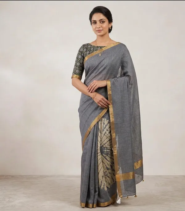 The_Royal_Drape_linen_saree_|_Premiume_saree_|_Classic_Wear_saree