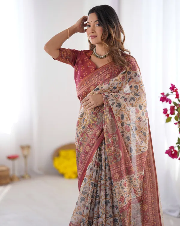 Soft_Bloom_linen_cotton_saree_|_Linen_Aura_Elegance