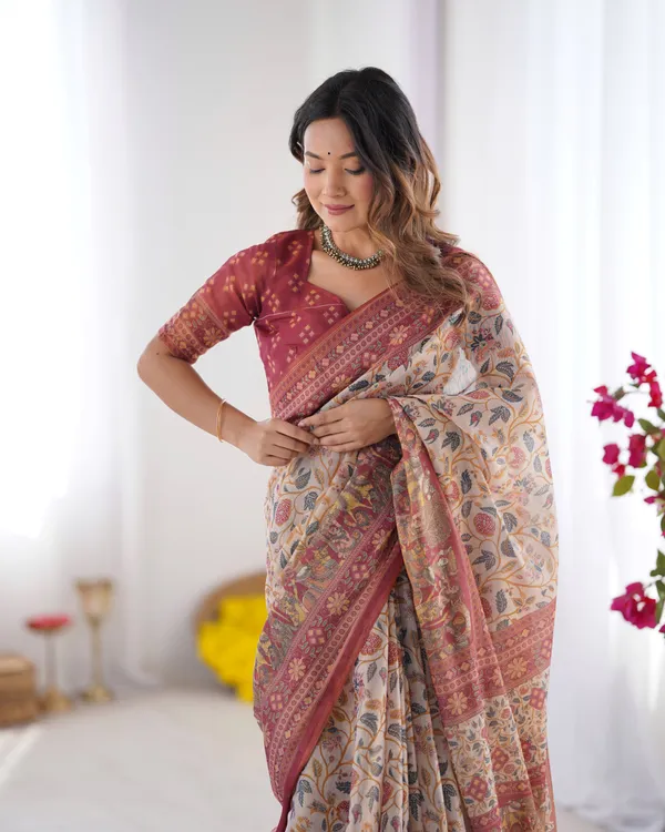 Soft_Bloom_linen_cotton_saree_|_Linen_Aura_Elegance