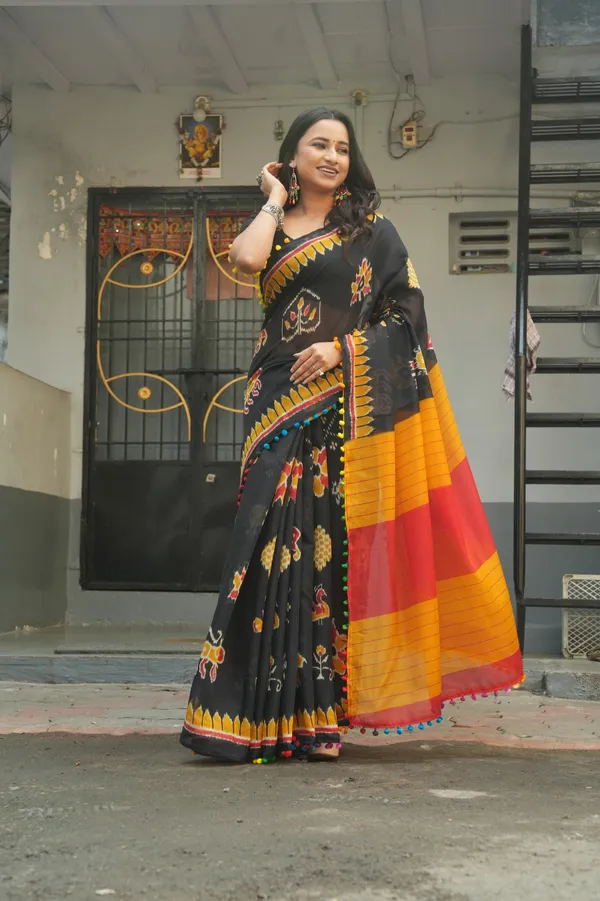 Pure_Linen_Cotton_Saree_For_Women_|_premium_|_Running_Blouse_Piece