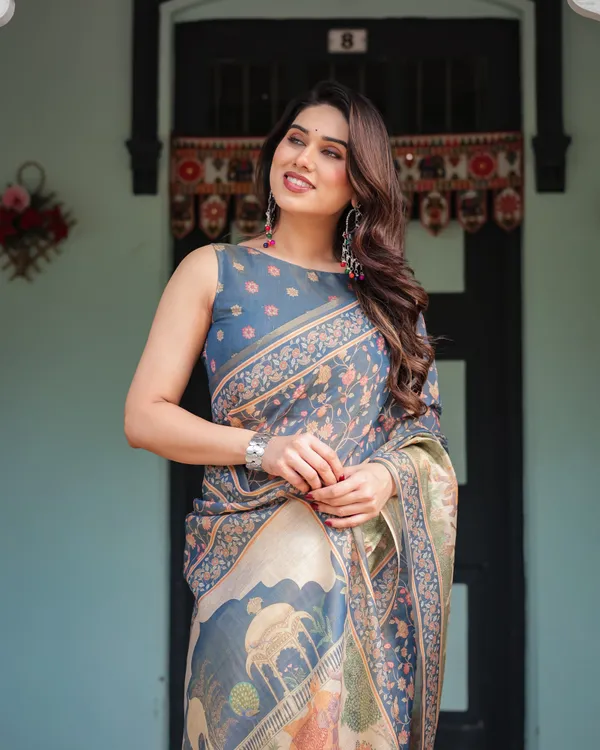 Blooming_Elegance_Saree__|_premium_|_Sunshine_Elegance_Linen