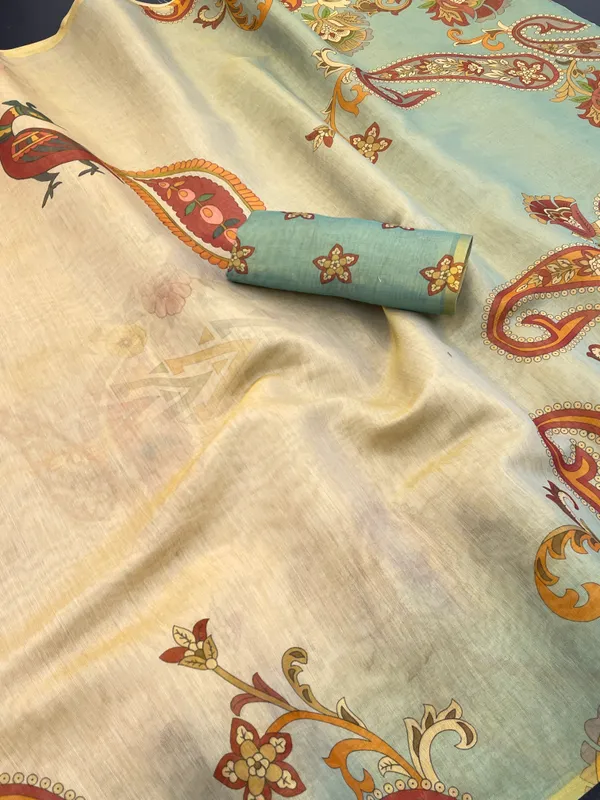 Festive_Wear_Multicolor_Saree_with_Blouse_Piece