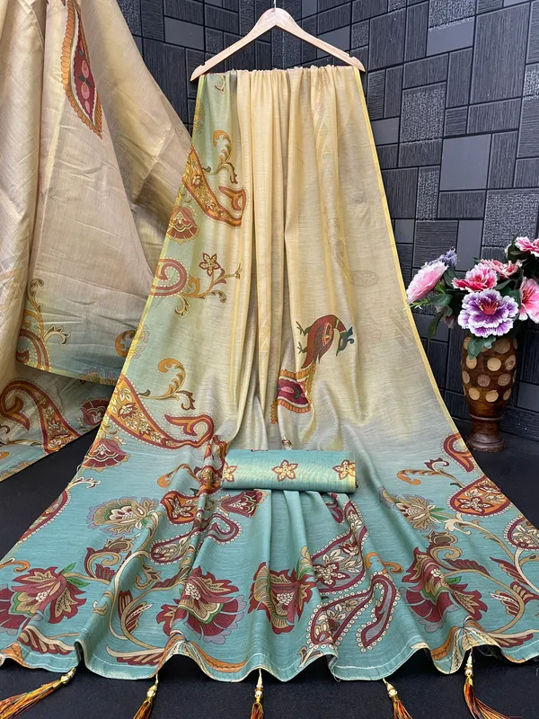 Festive_Wear_Multicolor_Saree_with_Blouse_Piece