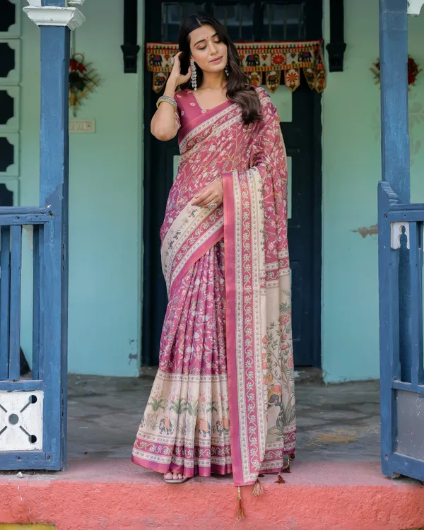 Pure_Linen_Cotton_Saree_For_Women_|_premium_|_Running_Blouse_Piece