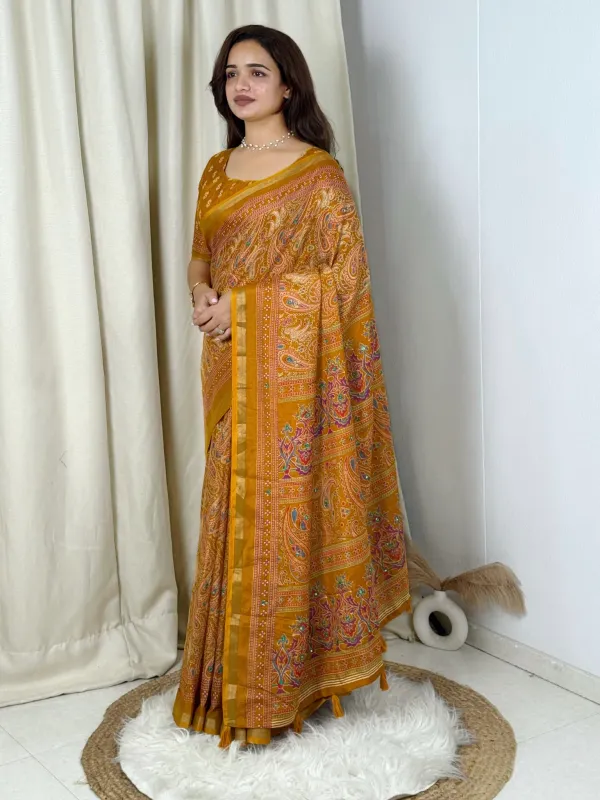 Ajrakh_Print_Saree_with_Paisley_Pattern,_Cotton_Blend,_Traditional_Woven_Border,_Ethnic_And_Fastival_Saree