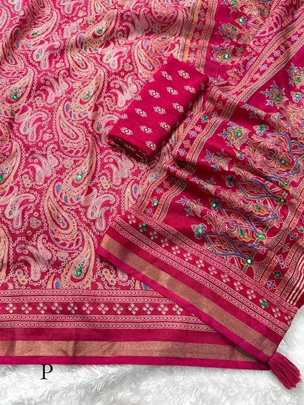 Ajrakh_Print_Saree_with_Paisley_Pattern,_Cotton_Blend,_Traditional_Woven_Border,_Ethnic_And_Fastival_Saree