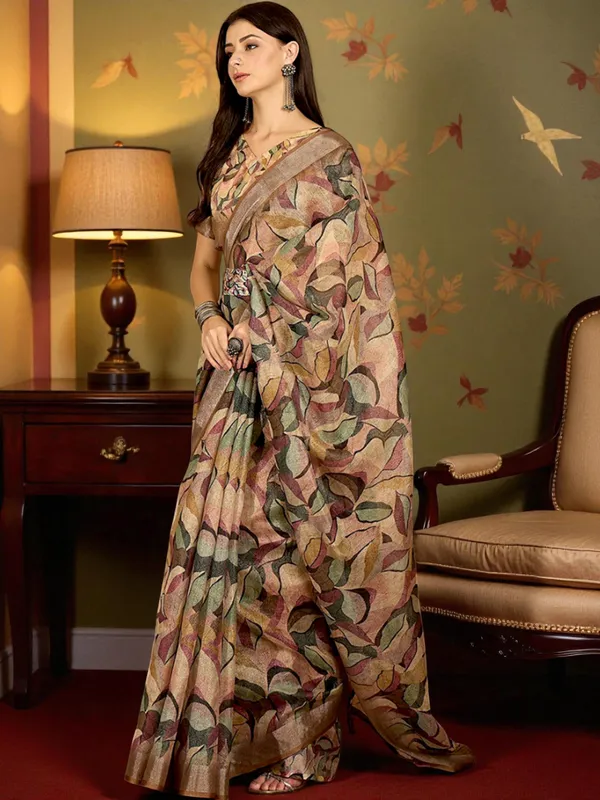 Autumn_Leaf_Elegance_LINEN__Saree_|_Nature_Weave_Heritage_linen_Collection