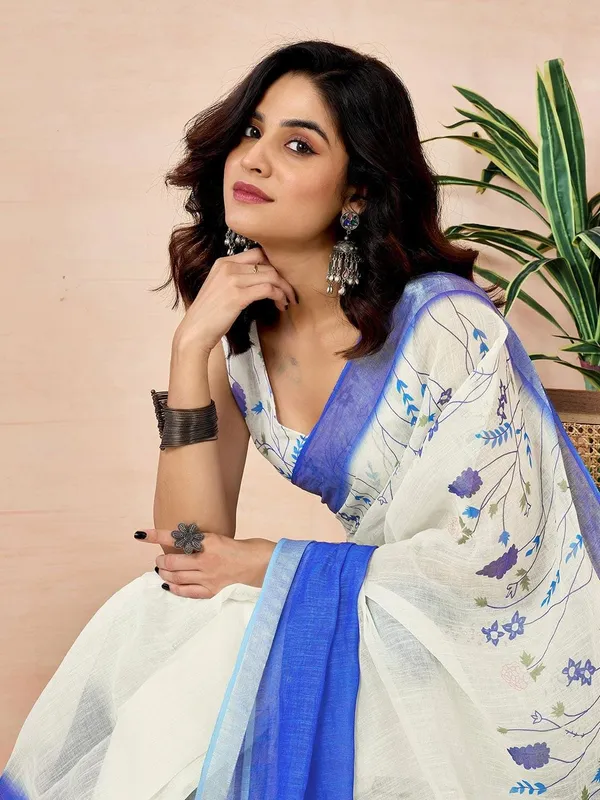 Azure_Blossom_Linen_Cotton_Saree_–_Sky_Blue_Floral_Print