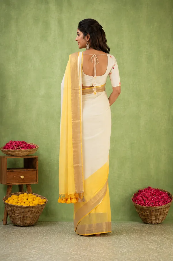Golden_Sunshine_Linen_Cotton_Saree_–_Ivory_&_Yellow_Dual-Tone