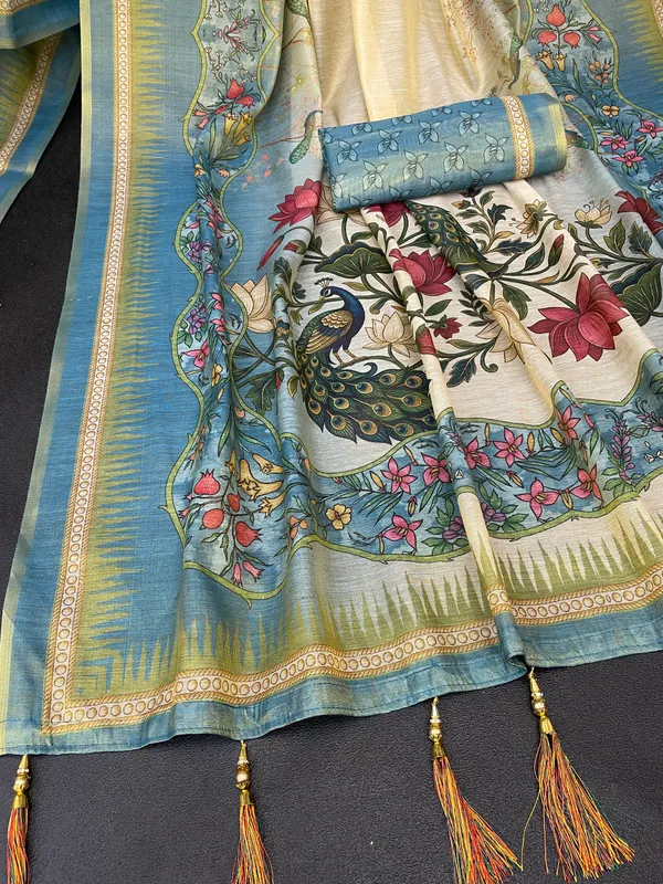 Designer_Rainbow_Saree_with_Contrast_Blouse