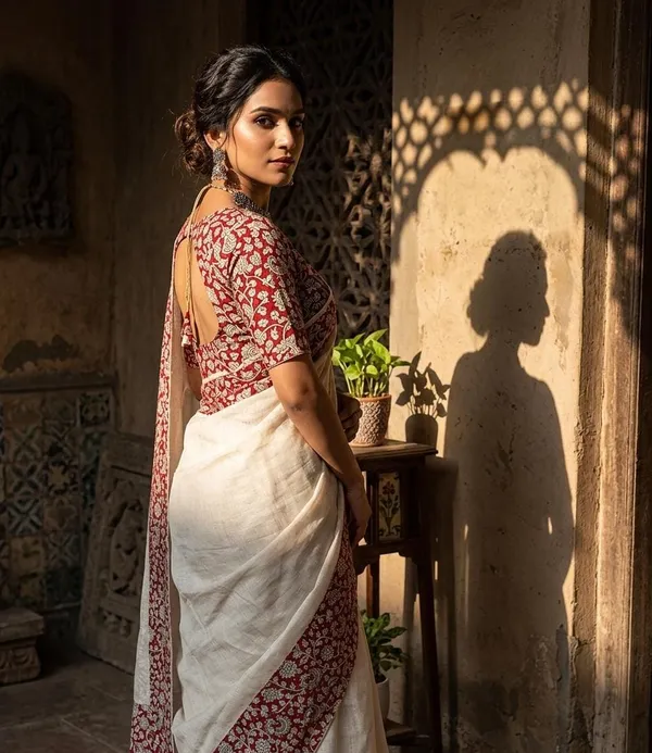 Pure_Linen_Cotton_Saree_For_Women_|_Running_Blouse_Piece