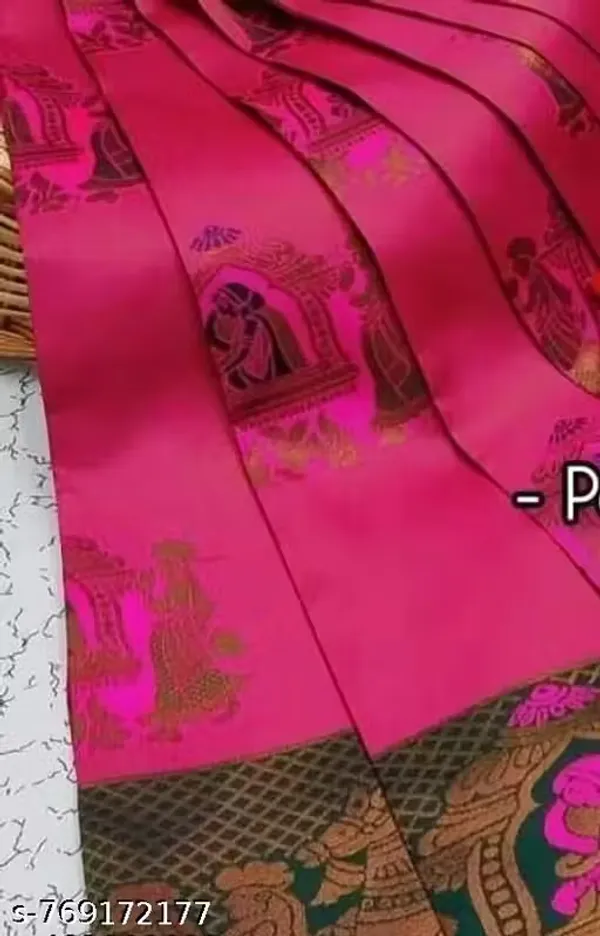 Rani_Pink_&_Bottle_Green_Jacquard_Silk_Saree_–_Traditional_Festive_Weave