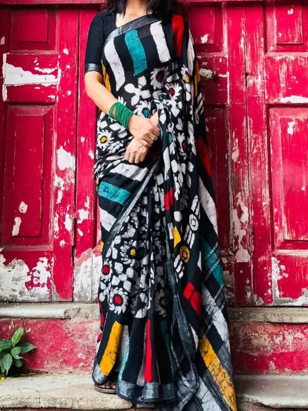 Pure_Linen_Cotton_Saree_For_Women_|_premium_|_Running_Blouse_Piece