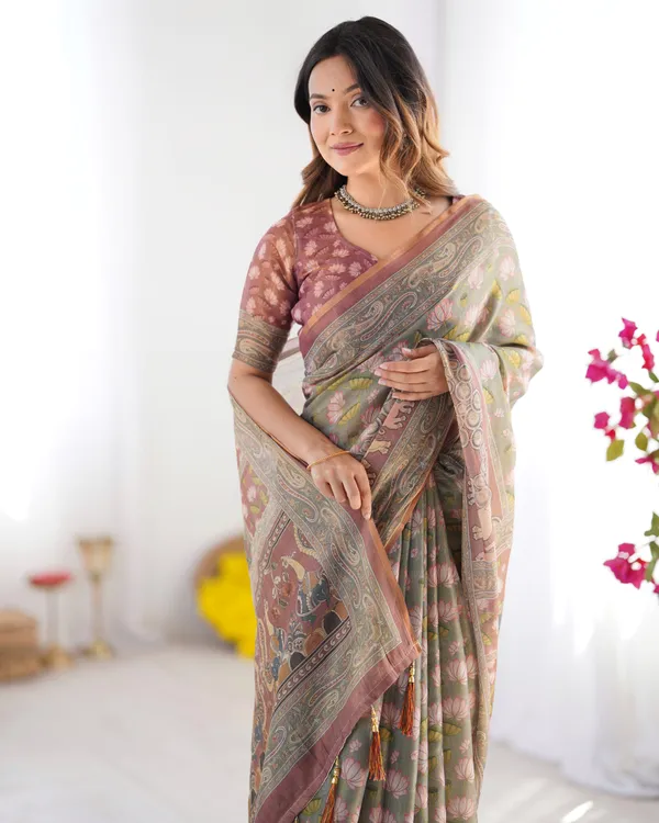 Soft_Bloom_linen_cotton_saree_|_Linen_Aura_Elegance