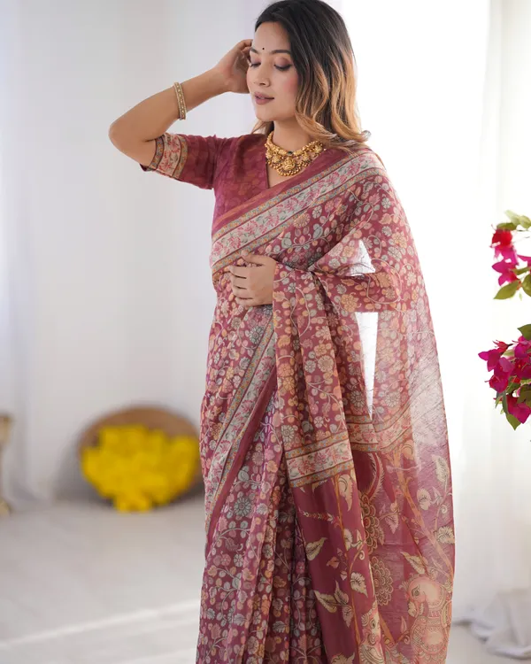 Pure_Linen_Cotton_Saree_For_Women_|_premium_|_Running_Blouse_Piece