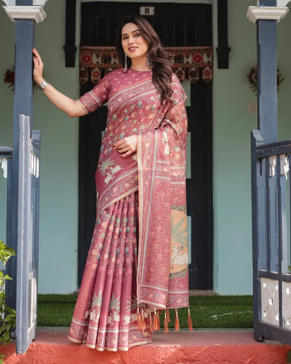 Soft_Bloom_linen_cotton_saree_|_Linen_Aura_Elegance