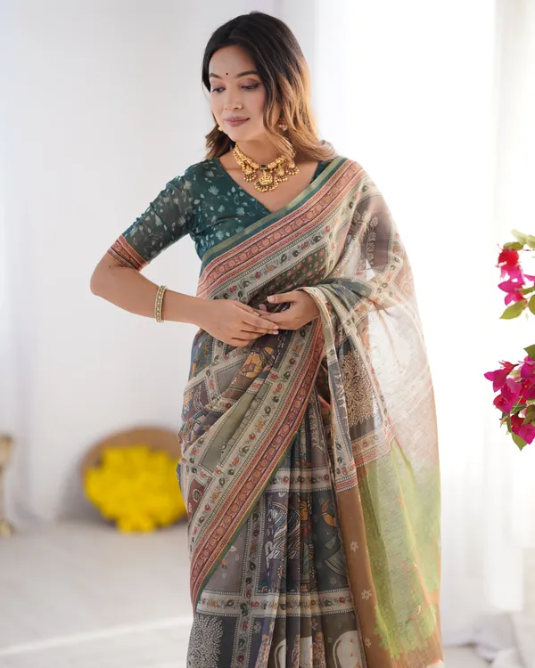 Pure_Linen_Cotton_Saree_For_Women_|_premium_|_Running_Blouse_Piece