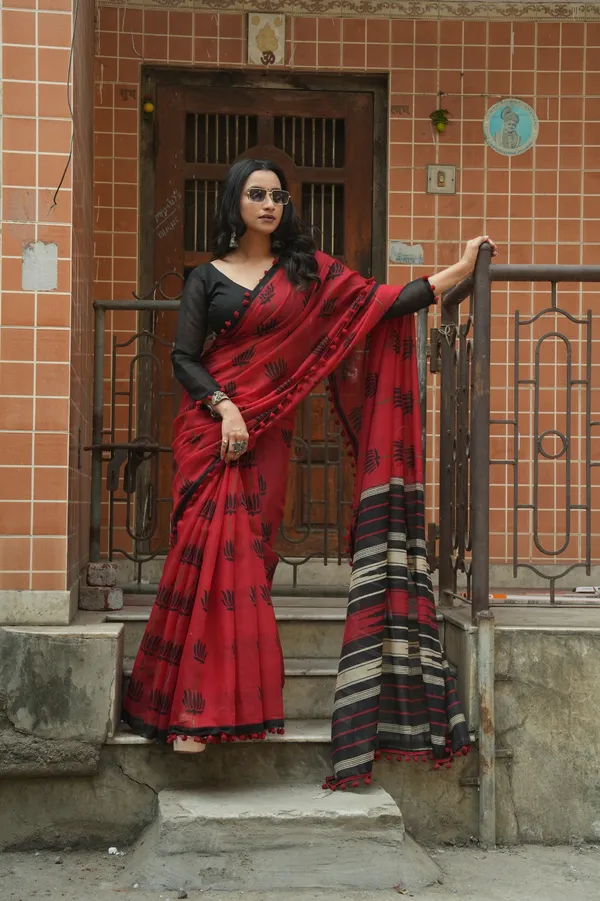 Pure_Linen_Cotton_Saree_For_Women_|_premium_|_Running_Blouse_Piece