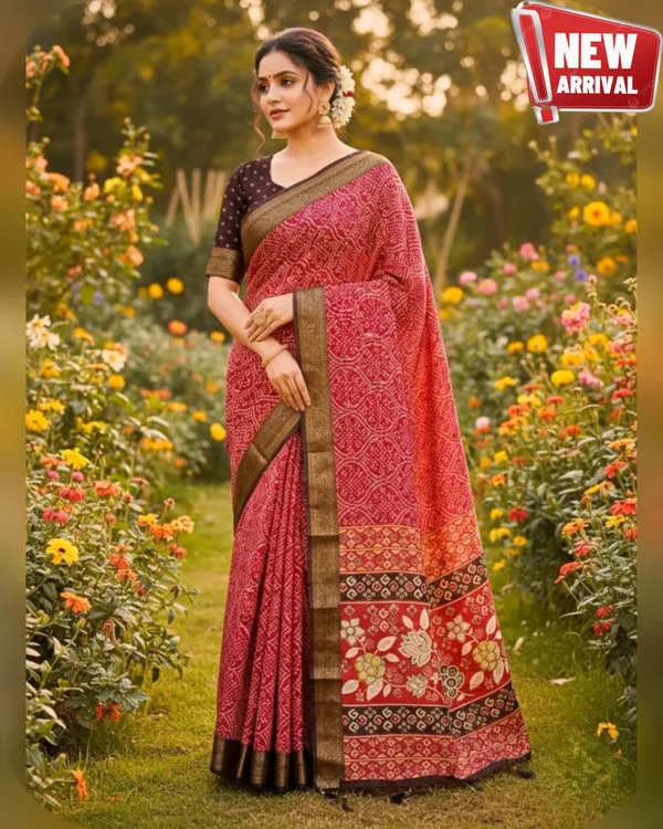 Soft_Bloom_linen_cotton_saree_|_Linen_Aura_Elegance