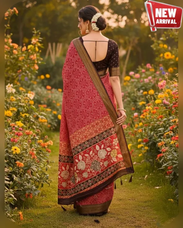 Soft_Bloom_linen_cotton_saree_|_Linen_Aura_Elegance