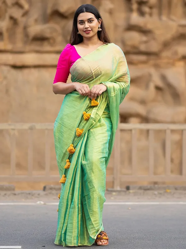 Green_Tissue_Pure_Silk_Self_Design_Saree_For_Women
