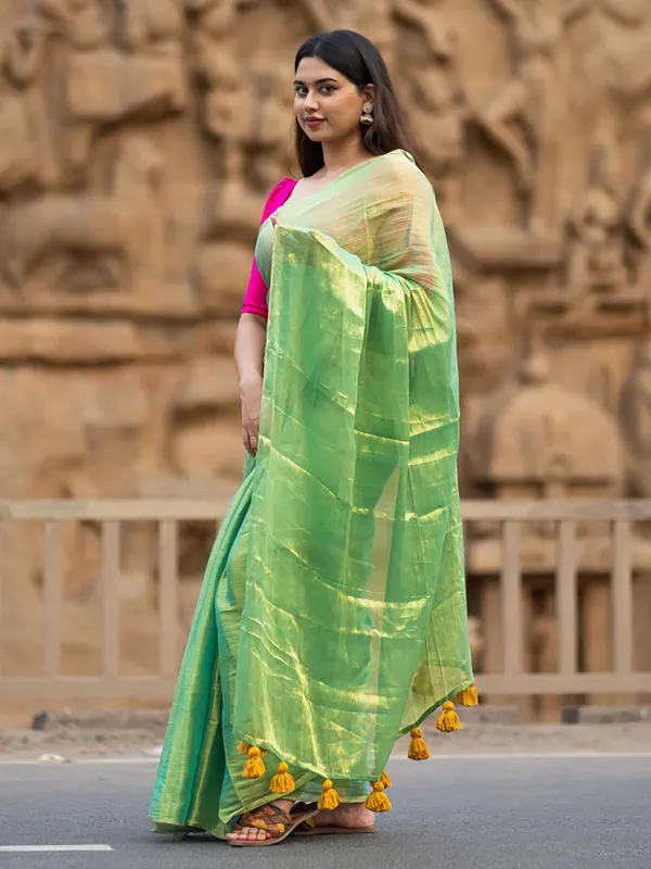 Green_Tissue_Pure_Silk_Self_Design_Saree_For_Women