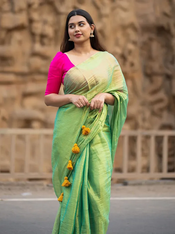 Green_Tissue_Pure_Silk_Self_Design_Saree_For_Women