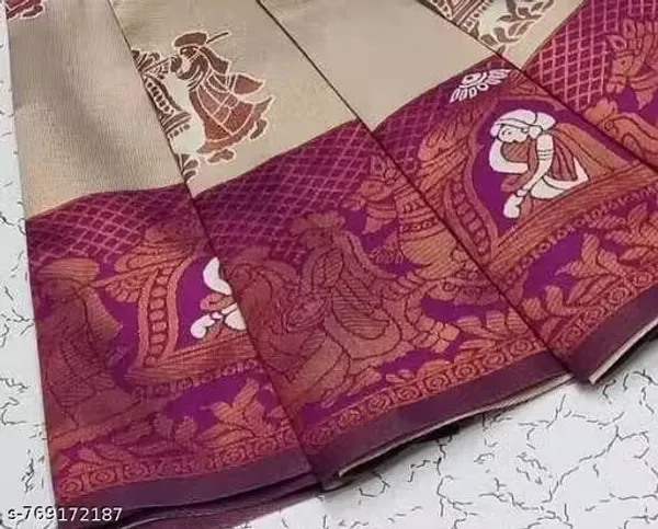 Royal_Cream_&_Magenta_Jacquard_Silk_Saree_–_Elephant_Motif_Festive_Drape