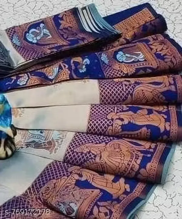 Silver_Grey_&_Navy_Blue_Jacquard_Silk_Saree_–_Elegant_Formal_Festive_Drape