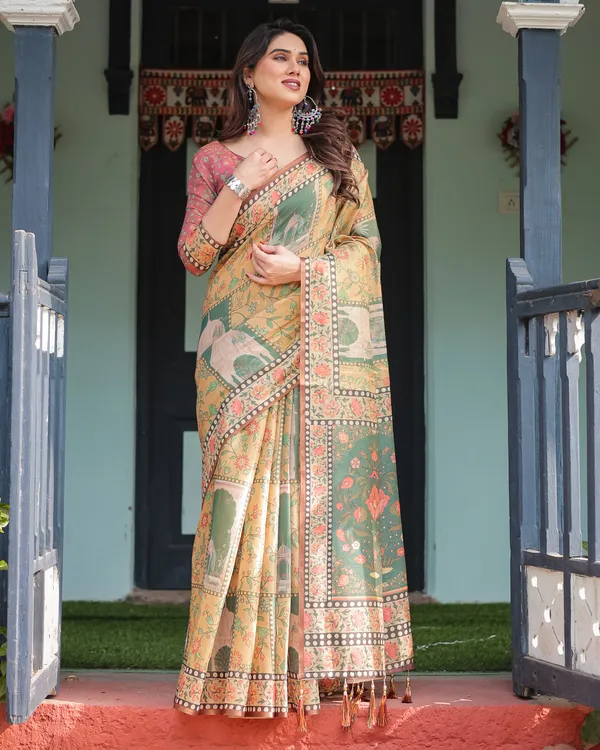 Pure_Linen_Cotton_Saree_For_Women_|_premium_|_Running_Blouse_Piece