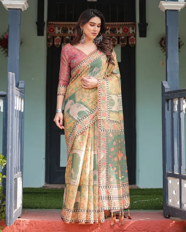 Pure_Linen_Cotton_Saree_For_Women_|_premium_|_Running_Blouse_Piece