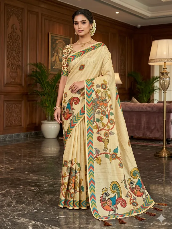 Premium_Multicolor_Saree_with_Stylish_Blouse
