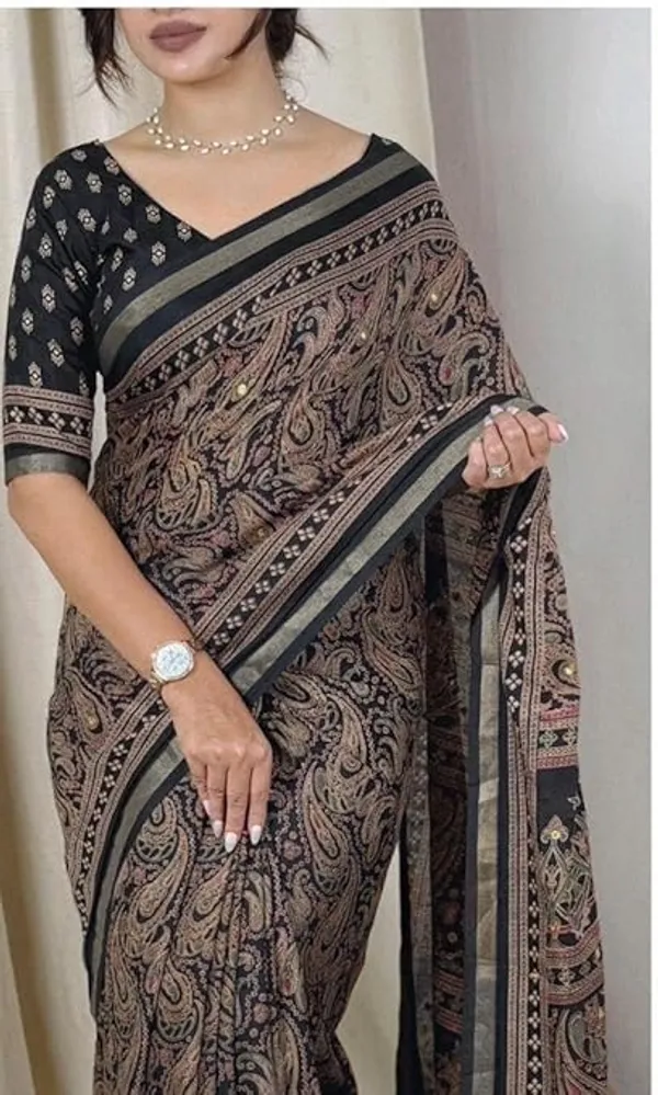 Unequalled_Pure_Mul_Cotton_Ajrakh_Print_With_Mirror_Work_Fancy_Designer_Saree_With_Bucolic_Blouse_Piece