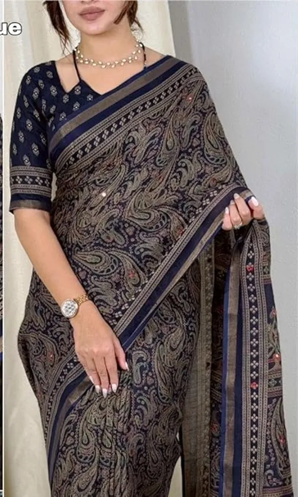 Unequalled_Pure_Mul_Cotton_Ajrakh_Print_With_Mirror_Work_Fancy_Designer_Saree_With_Bucolic_Blouse_Piece