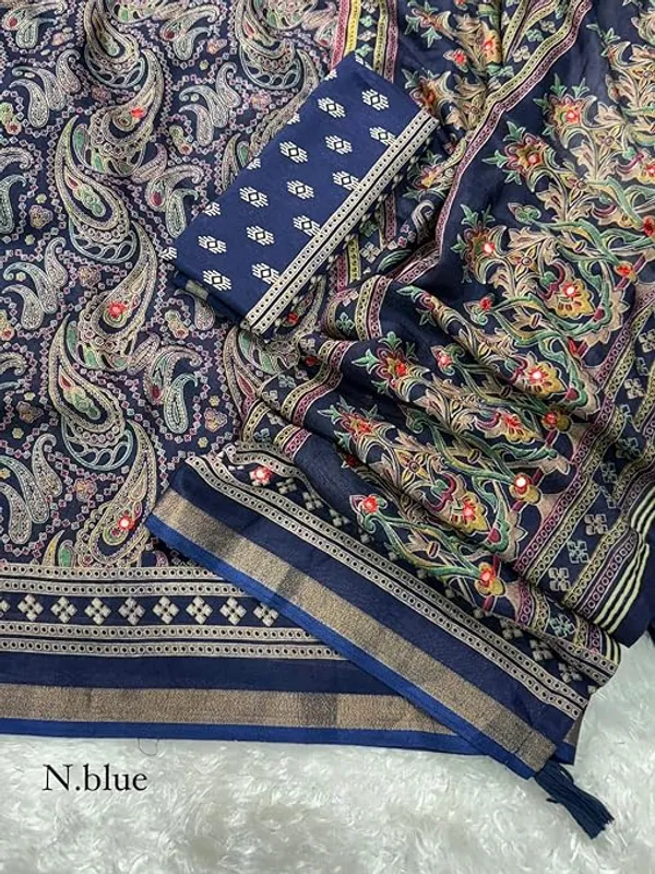Unequalled_Pure_Mul_Cotton_Ajrakh_Print_With_Mirror_Work_Fancy_Designer_Saree_With_Bucolic_Blouse_Piece