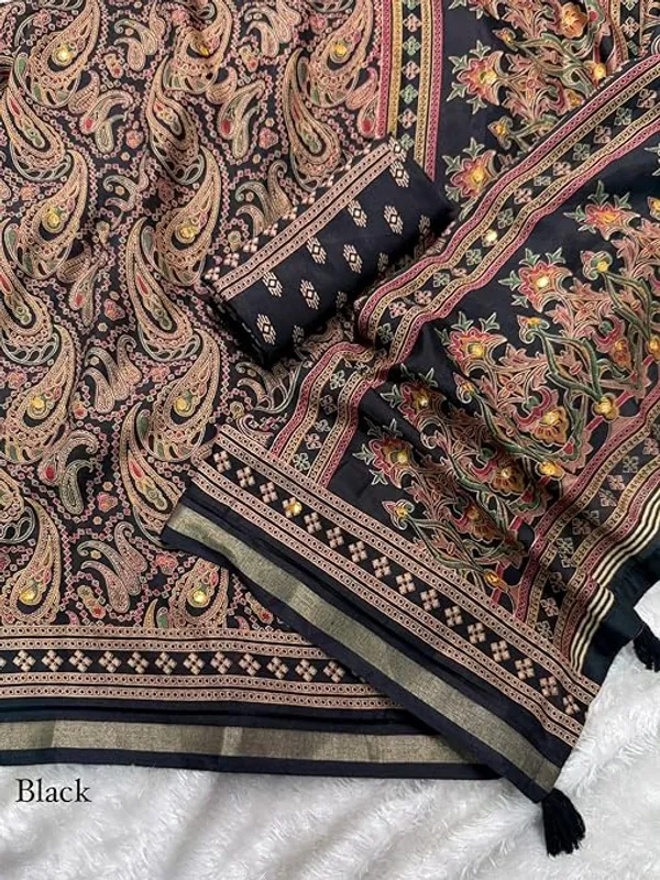 Unequalled_Pure_Mul_Cotton_Ajrakh_Print_With_Mirror_Work_Fancy_Designer_Saree_With_Bucolic_Blouse_Piece