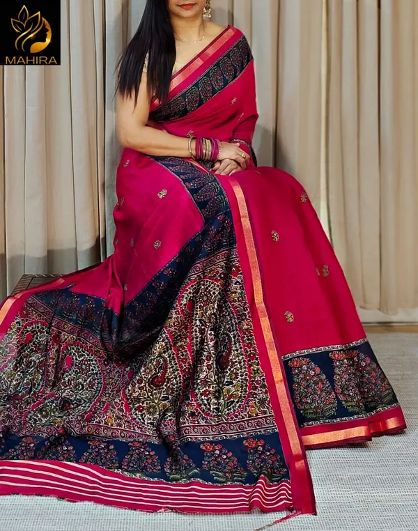 Soft_Bloom_linen_cotton_saree_|_Linen_Aura_Elegance