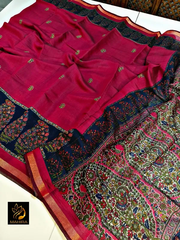 Soft_Bloom_linen_cotton_saree_|_Linen_Aura_Elegance
